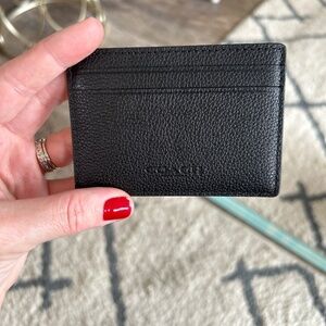 Black leather men’s money clip-Coach